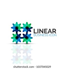 Abstract flower or star, linear thin line icon. Minimalistic business geometric shape symbol created with line segments. Vector illustration