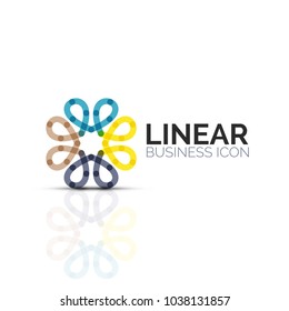 Abstract flower or star, linear thin line icon. Minimalistic business geometric shape symbol created with line segments. Vector illustration
