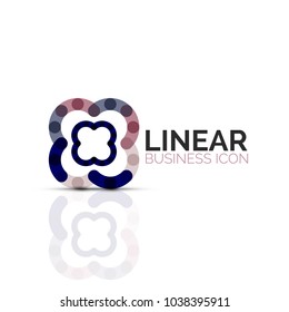 Abstract flower or star, linear thin line icon. Minimalistic business geometric shape symbol created with line segments. Vector illustration