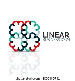 Abstract flower or star, linear thin line icon. Minimalistic business geometric shape symbol created with line segments. Vector illustration