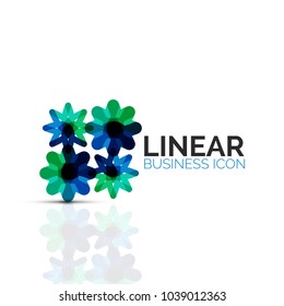 Abstract flower or star, linear thin line icon. Minimalistic business geometric shape symbol created with line segments. Vector illustration