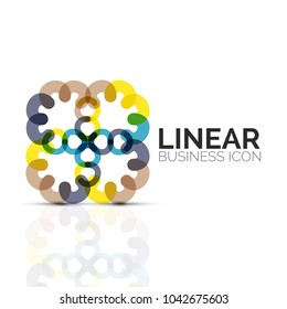 Abstract flower or star, linear thin line icon. Minimalistic business geometric shape symbol created with line segments. Vector illustration