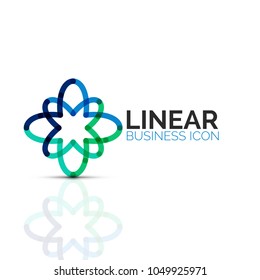Abstract flower or star, linear thin line icon. Minimalistic business geometric shape symbol created with line segments. Vector illustration
