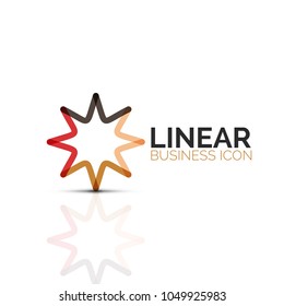 Abstract flower or star, linear thin line icon. Minimalistic business geometric shape symbol created with line segments. Vector illustration