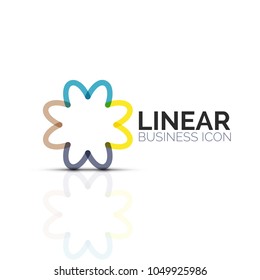 Flor abstracta o estrella, icono lineal de línea delgada. Símbolo minimalista de forma geométrica creado con segmentos de línea. Ilustración del vector