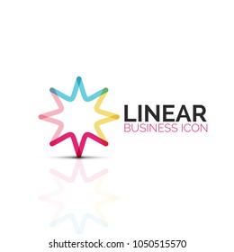 Abstract flower or star, linear thin line icon. Minimalistic business geometric shape symbol created with line segments. Vector illustration