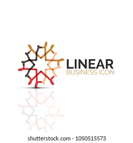 Abstract flower or star, linear thin line icon. Minimalistic business geometric shape symbol created with line segments. Vector illustration
