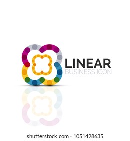 Abstract flower or star, linear thin line icon. Minimalistic business geometric shape symbol created with line segments. Vector illustration