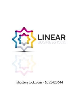 Abstract flower or star, linear thin line icon. Minimalistic business geometric shape symbol created with line segments. Vector illustration