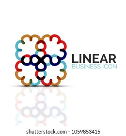 Abstract flower or star, linear thin line icon. Minimalistic business geometric shape symbol created with line segments. Vector illustration