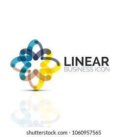 Abstract flower or star, linear thin line icon. Minimalistic business geometric shape symbol created with line segments. Vector illustration