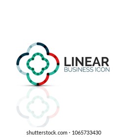 Abstract flower or star, linear thin line icon. Minimalistic business geometric shape symbol created with line segments. Vector illustration