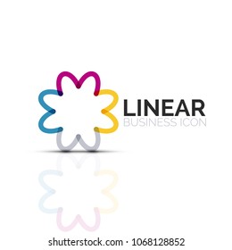 Abstract flower or star, linear thin line icon. Minimalistic business geometric shape symbol created with line segments. Vector illustration