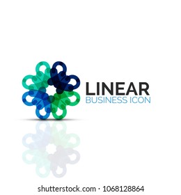 Flor abstracta o estrella, icono lineal de línea delgada. Símbolo minimalista de forma geométrica creado con segmentos de línea. Ilustración del vector