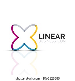 Abstract flower or star, linear thin line icon. Minimalistic business geometric shape symbol created with line segments. Vector illustration