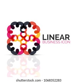 Flor abstracta o estrella, icono lineal de línea delgada. Símbolo minimalista de forma geométrica creado con segmentos de línea. Ilustración del vector