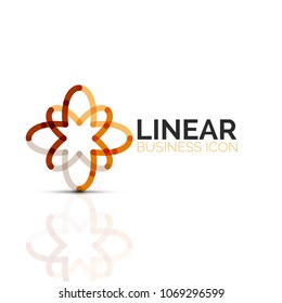 Abstract flower or star, linear thin line icon. Minimalistic business geometric shape symbol created with line segments. Vector illustration