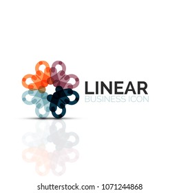 Abstract flower or star, linear thin line icon. Minimalistic business geometric shape symbol created with line segments. Vector illustration