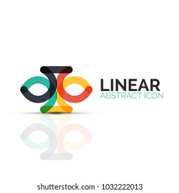 Abstract flower or star minimalistic linear icon, thin line geometric flat symbol for business icon design, abstract button or emblem. Vector illustration isolated on white created with color segments