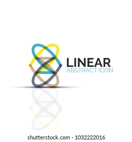 Flor abstracta o estrella icono lineal minimalista, símbolo plano geométrico de línea delgada para el diseño de iconos de negocios, botón abstracto o emblema. Ilustración vectorial aislada en blanco creada con segmentos de color