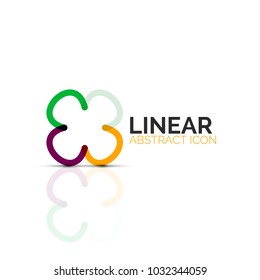 Flor abstracta o estrella icono lineal minimalista, símbolo plano geométrico de línea delgada para el diseño de iconos de negocios, botón abstracto o emblema. Ilustración vectorial aislada en blanco creada con segmentos de color