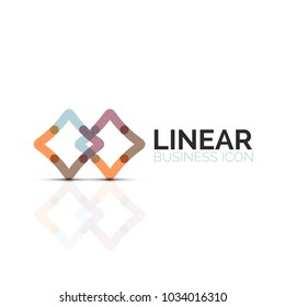 Abstract flower or star minimalistic linear icon, thin line geometric flat symbol for business icon design, abstract button or emblem. Vector illustration isolated on white created with color segments
