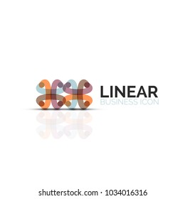 Abstract flower or star minimalistic linear icon, thin line geometric flat symbol for business icon design, abstract button or emblem. Vector illustration isolated on white created with color segments