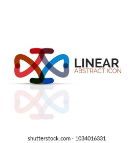Abstrakte Blume oder Sterne minimalistische lineare Ikone, dünne geometrische flache Symbol für Business Icon Design, abstrakte Taste oder Emblem. Vektorgrafik einzeln auf Weiß, erstellt mit Farbsegmenten