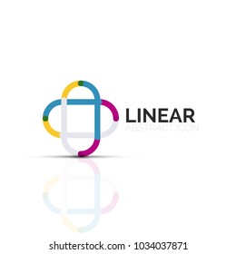 Flor abstracta o estrella icono lineal minimalista, símbolo plano geométrico de línea delgada para el diseño de iconos de negocios, botón abstracto o emblema. Ilustración vectorial aislada en blanco creada con segmentos de color
