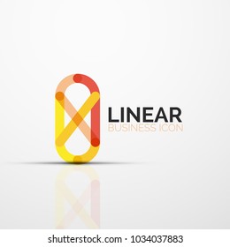 Abstract flower or star minimalistic linear icon, thin line geometric flat symbol for business icon design, abstract button or emblem. Vector illustration isolated on white created with color segments