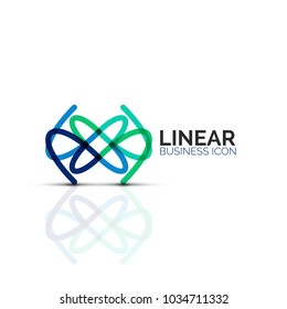 Abstract flower or star minimalistic linear icon, thin line geometric flat symbol for business icon design, abstract button or emblem. Vector illustration isolated on white created with color segments