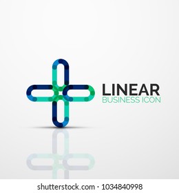 Abstract flower or star minimalistic linear icon, thin line geometric flat symbol for business icon design, abstract button or emblem. Vector illustration isolated on white created with color segments