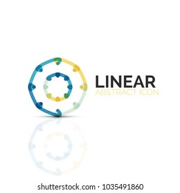 Flor abstracta o estrella icono lineal minimalista, símbolo plano geométrico de línea delgada para el diseño de iconos de negocios, botón abstracto o emblema. Ilustración vectorial aislada en blanco creada con segmentos de color