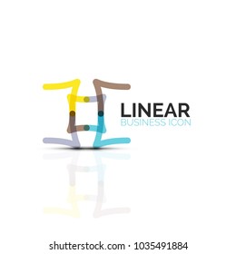 Flor abstracta o estrella icono lineal minimalista, símbolo plano geométrico de línea delgada para el diseño de iconos de negocios, botón abstracto o emblema. Ilustración vectorial aislada en blanco creada con segmentos de color