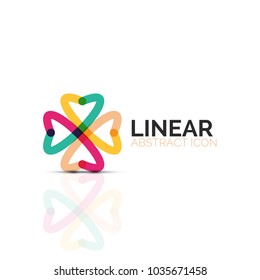 Flor abstracta o estrella icono lineal minimalista, símbolo plano geométrico de línea delgada para el diseño de iconos de negocios, botón abstracto o emblema. Ilustración vectorial aislada en blanco creada con segmentos de color