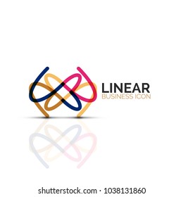 Abstrato flor ou estrela ícone linear minimalista, linha fina geométrica plana símbolo para design de ícone de negócios, botão abstrato ou emblema. Ilustração vetorial isolada no branco criada com segmentos de cores