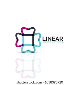Flor abstracta o estrella icono lineal minimalista, símbolo plano geométrico de línea delgada para el diseño de iconos de negocios, botón abstracto o emblema. Ilustración vectorial aislada en blanco creada con segmentos de color