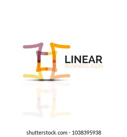 Flor abstracta o estrella icono lineal minimalista, símbolo plano geométrico de línea delgada para el diseño de iconos de negocios, botón abstracto o emblema. Ilustración vectorial aislada en blanco creada con segmentos de color