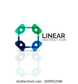 Flor abstracta o estrella icono lineal minimalista, símbolo plano geométrico de línea delgada para el diseño de iconos de negocios, botón abstracto o emblema. Ilustración vectorial aislada en blanco creada con segmentos de color