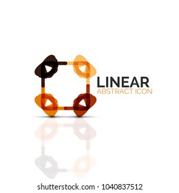 Abstract flower or star minimalistic linear icon, thin line geometric flat symbol for business icon design, abstract button or emblem. Vector illustration isolated on white created with color segments