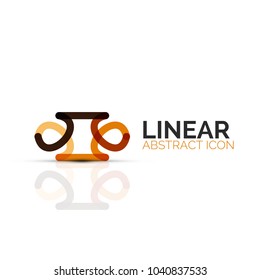 Abstract flower or star minimalistic linear icon, thin line geometric flat symbol for business icon design, abstract button or emblem. Vector illustration isolated on white created with color segments