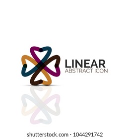 Flor abstracta o estrella icono lineal minimalista, símbolo plano geométrico de línea delgada para el diseño de iconos de negocios, botón abstracto o emblema. Ilustración vectorial aislada en blanco creada con segmentos de color