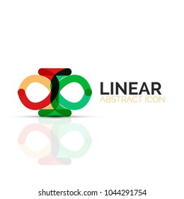 Abstract flower or star minimalistic linear icon, thin line geometric flat symbol for business icon design, abstract button or emblem. Vector illustration isolated on white created with color segments