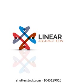 Abstrakte Blume oder Sterne minimalistische lineare Ikone, dünne geometrische flache Symbol für Business Icon Design, abstrakte Taste oder Emblem. Vektorgrafik einzeln auf Weiß, erstellt mit Farbsegmenten