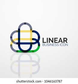Flor abstracta o estrella icono lineal minimalista, símbolo plano geométrico de línea delgada para el diseño de iconos de negocios, botón abstracto o emblema. Ilustración vectorial aislada en blanco creada con segmentos de color