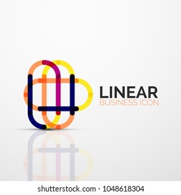 Flor abstracta o estrella icono lineal minimalista, símbolo plano geométrico de línea delgada para el diseño de iconos de negocios, botón abstracto o emblema. Ilustración vectorial aislada en blanco creada con segmentos de color