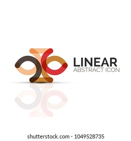 Abstract flower or star minimalistic linear icon, thin line geometric flat symbol for business icon design, abstract button or emblem. Vector illustration isolated on white created with color segments