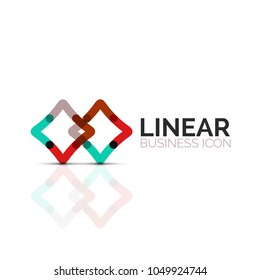 Flor abstracta o estrella icono lineal minimalista, símbolo plano geométrico de línea delgada para el diseño de iconos de negocios, botón abstracto o emblema. Ilustración vectorial aislada en blanco creada con segmentos de color