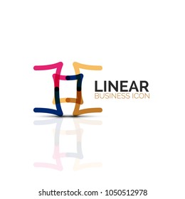 Flor abstracta o estrella icono lineal minimalista, símbolo plano geométrico de línea delgada para el diseño de iconos de negocios, botón abstracto o emblema. Ilustración vectorial aislada en blanco creada con segmentos de color