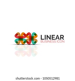 Flor abstracta o estrella icono lineal minimalista, símbolo plano geométrico de línea delgada para el diseño de iconos de negocios, botón abstracto o emblema. Ilustración vectorial aislada en blanco creada con segmentos de color